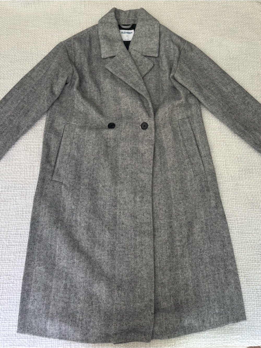 Old Navy Gray Double-Breasted Wool-Blend Pea Coat